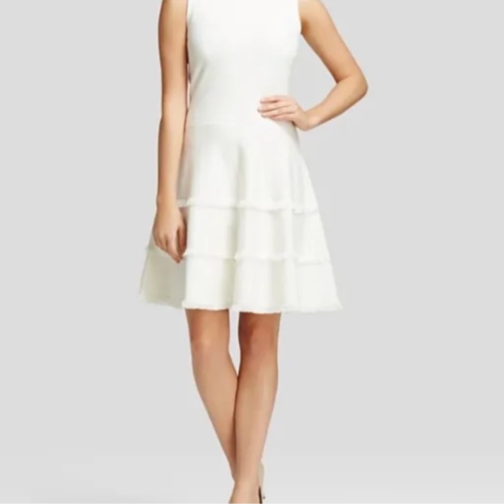 Kate Spade New York Fit & Flare Elegant White Sleeveless Dress